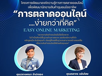 We invite community product
entrepreneurs and those interested to
join the workshop project to develop
marketing knowledge and online product
sales to develop professional community
product sellers, “Online Marketing…
Easier than You Think”