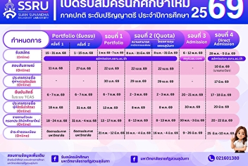 Schedule for admissions of undergraduate
students (regular semester), academic
year 2026, Suan Sunandha Rajabhat
University