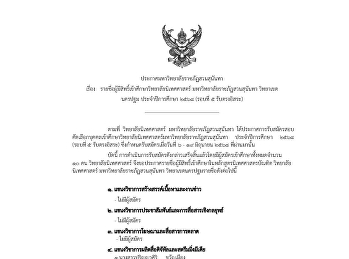 ประกาศรายชื่อผู้มีสิทธิ์เข้าศึกษา
ระดับปริญญาตรี ปีการศึกษา 2568 (รอบที่
5) รับตรงอิสระ  และระดับปริญญาตรี
ปีการศึกษา 2568 ภาคพิเศษ (รอบเพิ่มเติม)