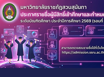 ประกาศรายชื่อผู้มีสิทธิ์เข้าศึกษาและกำหนดการรายงานตัวนักศึกษาใหม่
ระดับบัณฑิตศึกษา ประจำปีการศึกษา 2569
(รอบที่ 2)